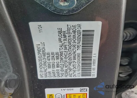 2025 Acura Integra A-Spec z USA, uszkodzony, nr VIN 19UDE4H32SA009693